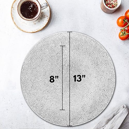 Miniatura 7 de CN.JIAHE Platos de carga plateados de burbujas de 13 pulgadas, juego de 8, platos de carga para cena, boda, fiesta, decoración de eventos. (plateado)