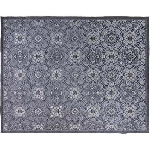 Gertmenian 22428 Indoor Outdoor Rug Textured Outside Patio Textural Carpet, 5.25x7 Standard, Abstract Floral Medallion Gray
