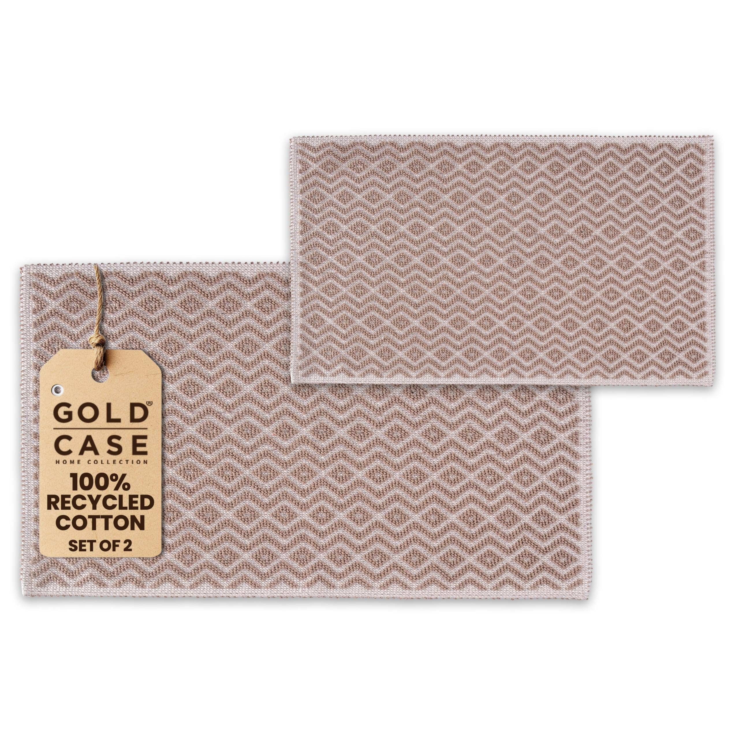 Bathroom Rugs 100% Cotton (Set of 2) – Absorbent Turkish Bath Mat Sets – Washable Rug for Floor & Tub – Non–Slip Bath Mats for Bathroom – Quick Dry