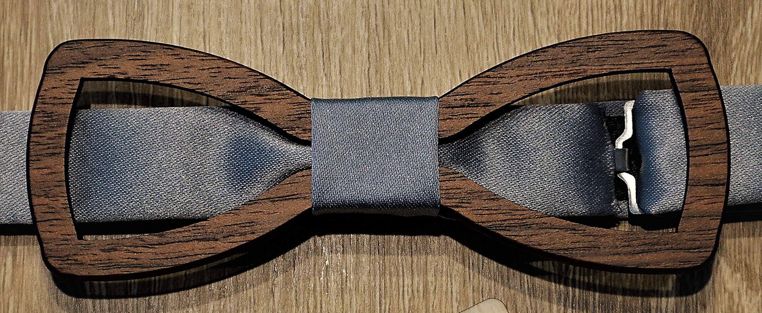 Holzfliege Männer grau mit Ausschnitt Herren-Fliege mit elegantem Stoffband handgefertigt Shabby Chic Querbinder Bräutigam Accessoires