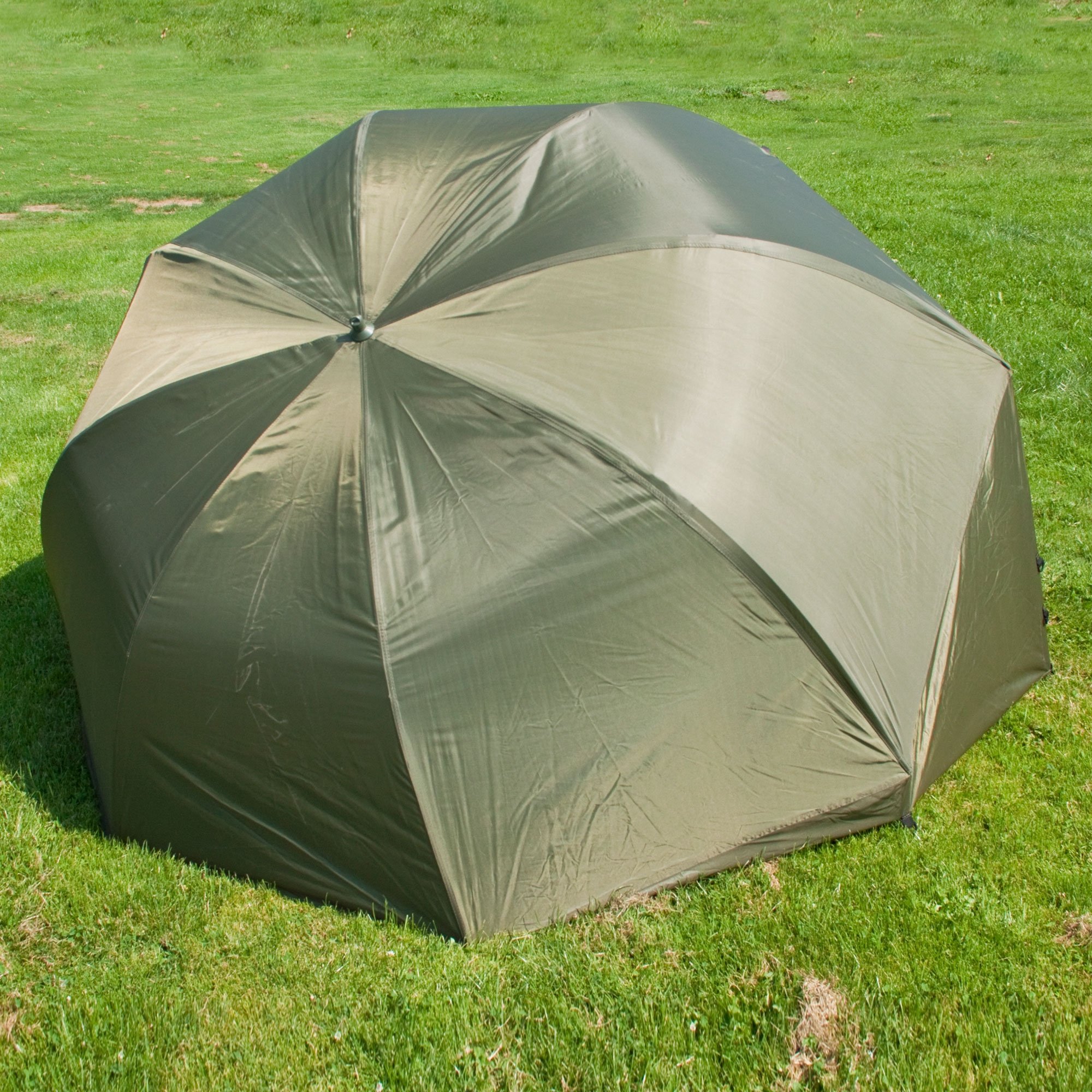 Oval Squat Brolly - 300cm | inkl. Türstangen und Storm Caps | Schirmzelt | Angelzelt