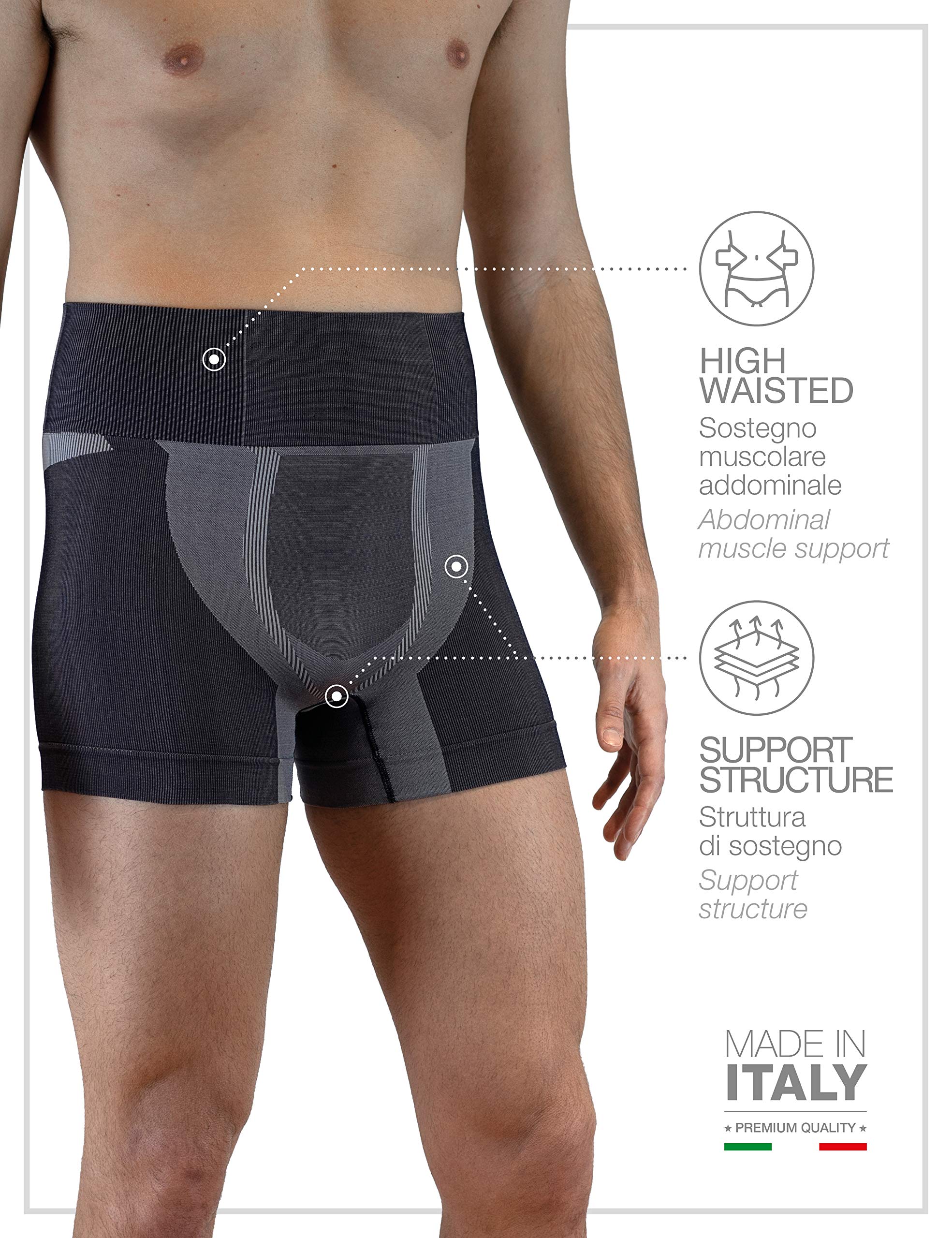 FarmaMed Ecodrytech Boxer Homme, Travail, Sport, Loisirs, Fitness, Seamless, Antibactérien, Anti-Odeur, 100% Fabriqué en Italie, Lot de 2