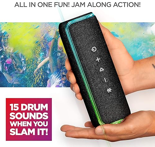 Miniatura 3 de ION Audio Slam Jam-IPX7 - Altavoz Bluetooth impermeable con micrófono, batería recargable, 15 sonidos de batería, entrada auxiliar y puerto de carga