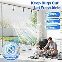 Vista 2 de Pantalla de puerta de garaje para garaje de 1 auto, malla magnética resistente con 6 correas enrollables, puertas de garaje de fibra de vidrio