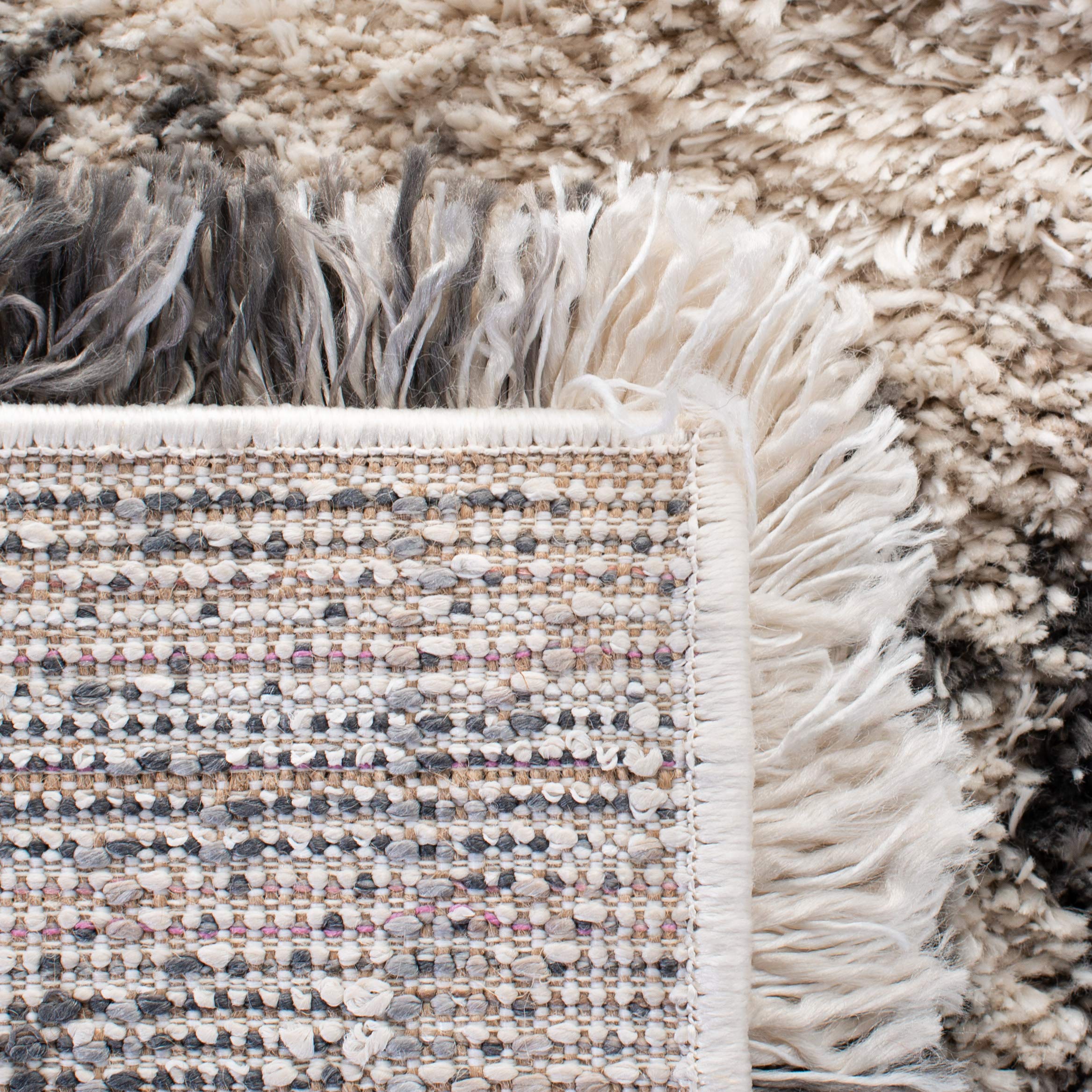 Iceland Shag Collection - Alfombra de área de 9 x 12 pies, color crema y gris, diseño moderno, no desprende pelusa y de fácil cuidado, 2.6 pulgadas de grosor, ideal para zonas de alto tráfico 6