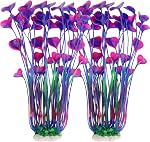 MyLifeUNIT Aquarium Plants, 2 Pack Tall Plastic Plants for Fish Tank Decorations, 15.75 Inches (Purple)