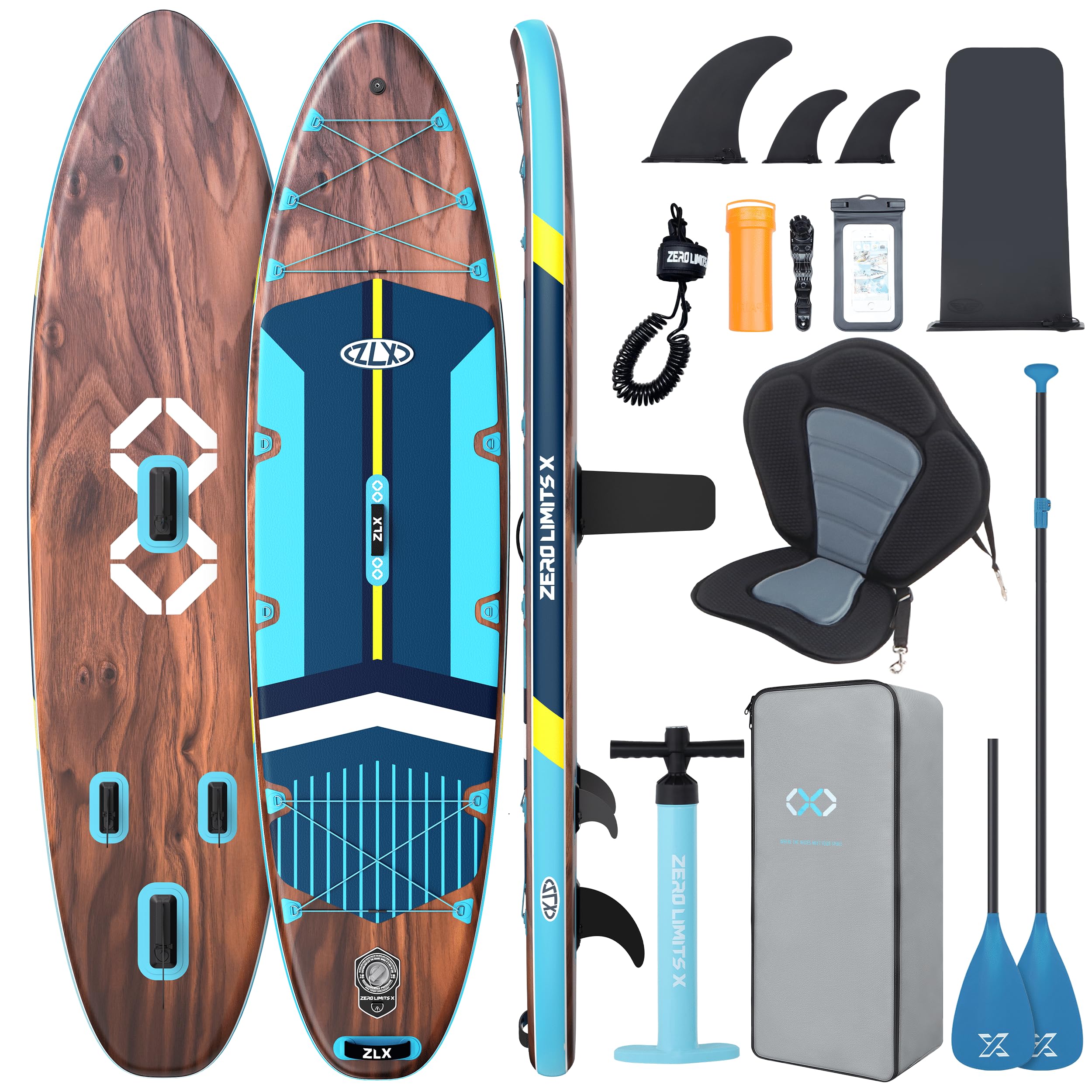 ZLX Tavola da 350 cm, extra grande, con seduta, grande capacità di carico 550 lB, gonfiabile, per adulti, adatta ai principianti, stabile, antiscivolo, pompa