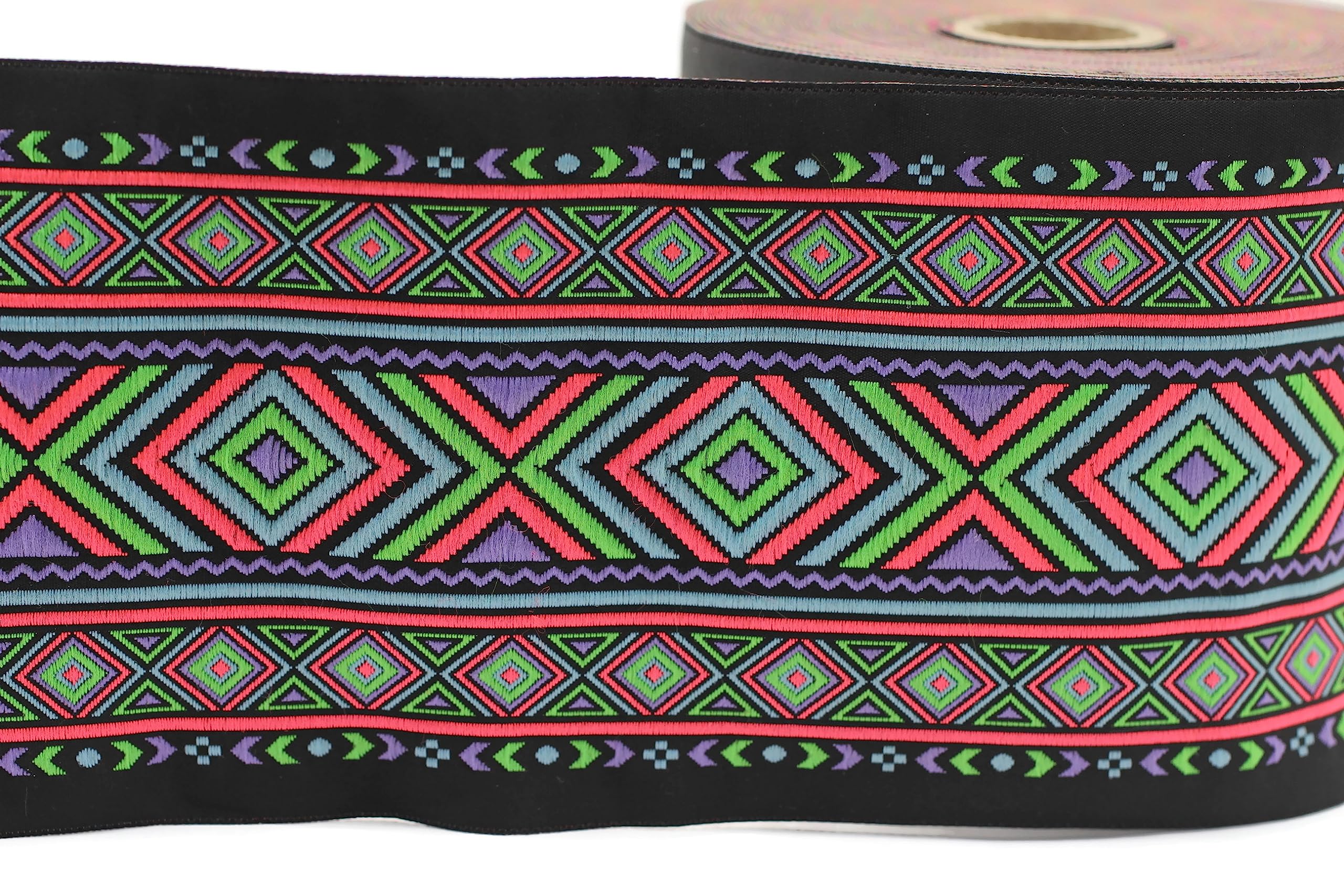 10 mètres de ruban jacquard de style Arc En Ciel Africain Motif des rubans de tissu pour artisanat 50mm