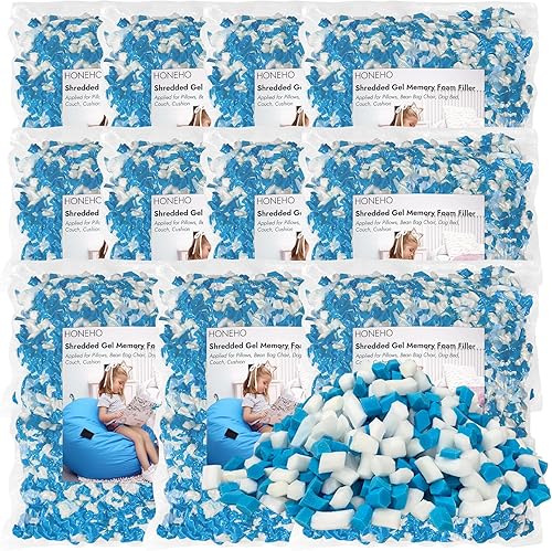 Miniatura 15 de Relleno de espuma viscoelástica con gel triturado de 15 LBS, cómodo y suave relleno para silla de puf, relleno de espuma viscoelástica para almohada