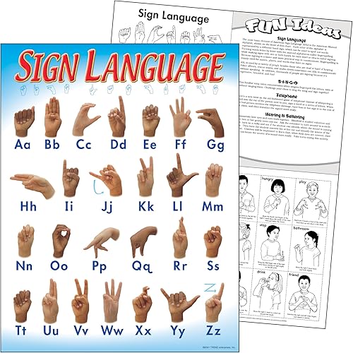 Miniatura 2 de TREND - Tabla de aprendizaje de lenguaje de señas, decoración de aula, 17 x 22 pulgadas