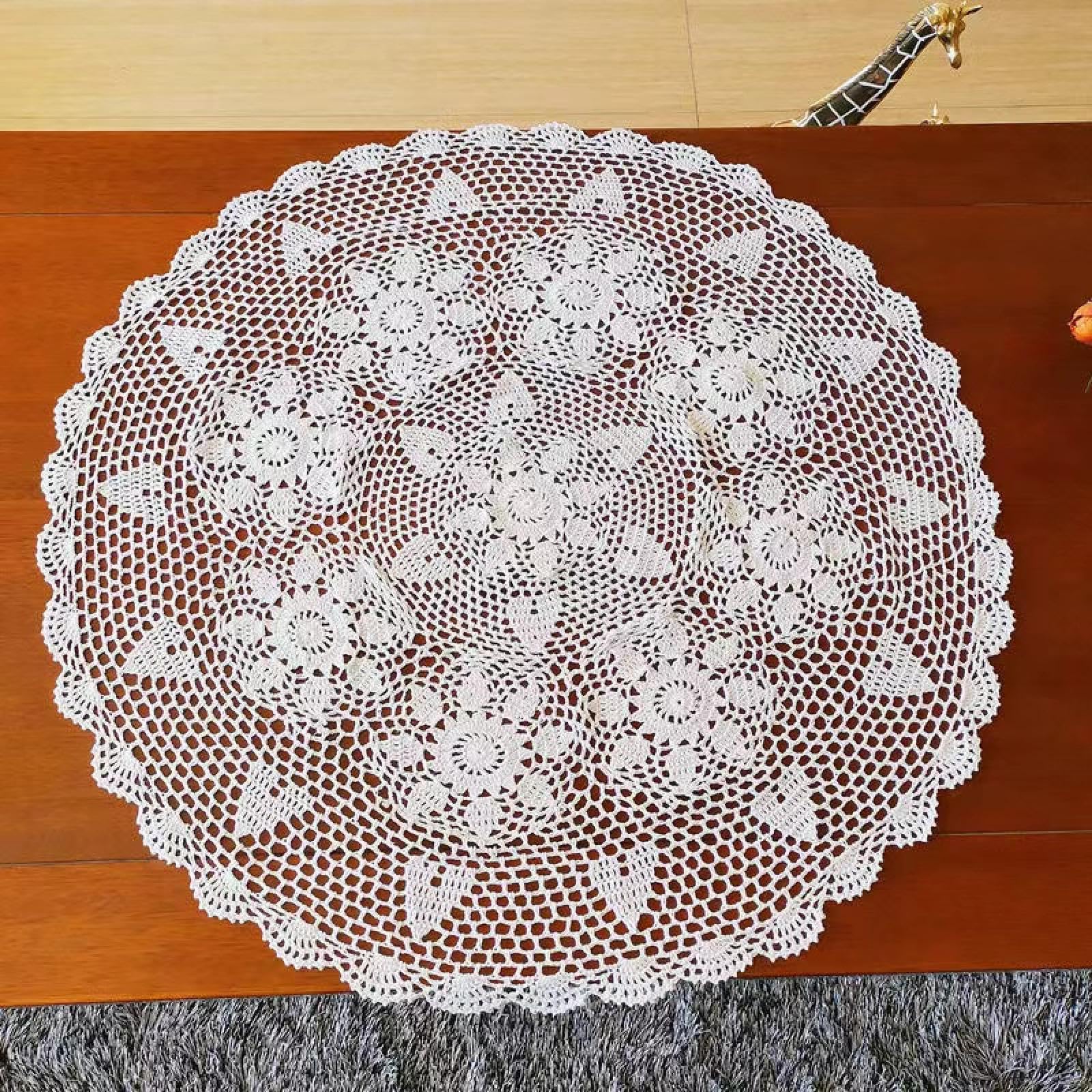 Runde handgefertigte Tischdecke mit Blumen, gehäkelt, für Küche, Kaffee, Tee, Party, Heimdekoration, 160 cm, Beige