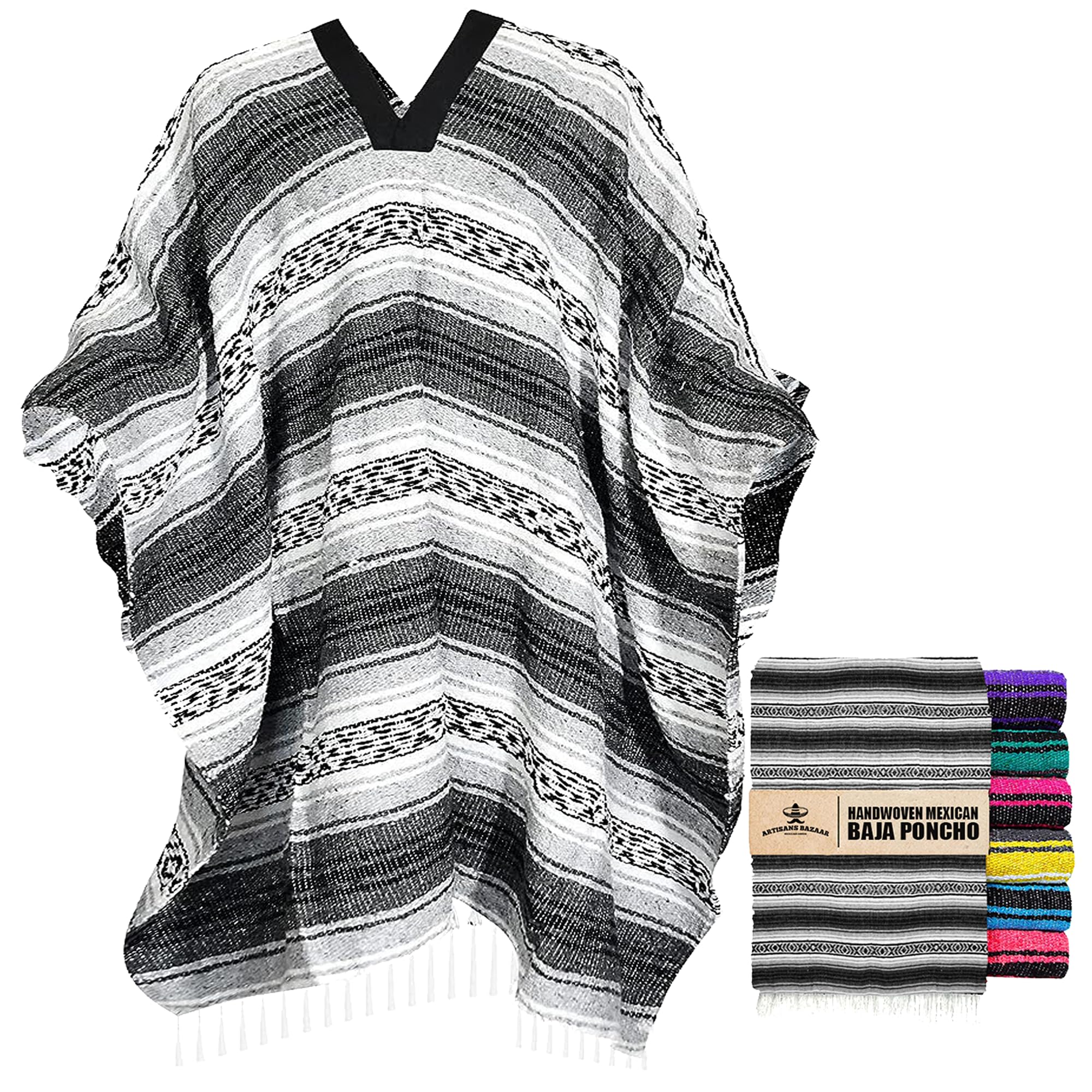 Traditional Mexican Baja Poncho Men and Women Authentic Gaban Serape Sarape Blanket Pancho Jorongo Cowboy