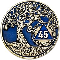 Vista 265 de Medallón AA de 5 años – Árbol de la Vida trenzado chapado en oro AA Chip de recuperación – morado