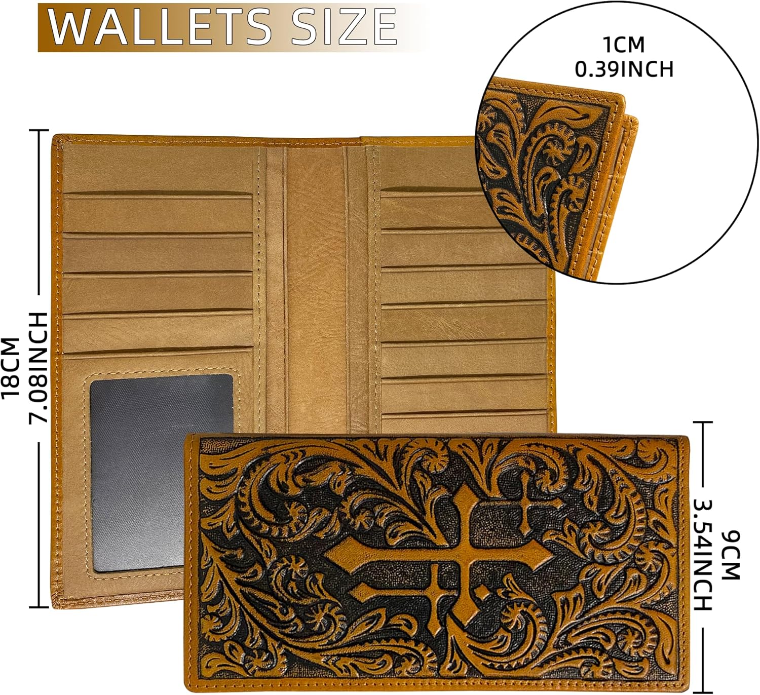 Men's Rodeo Wallet Western RFID-Blocking Leather Wallet Bifold Long Cowboy Long Wallets - Image 6