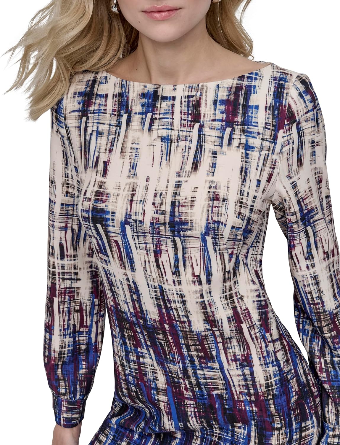 DKNY Womens Long Sleeve Jewel Neck Unlined Mini Sheath Dress - Image 5