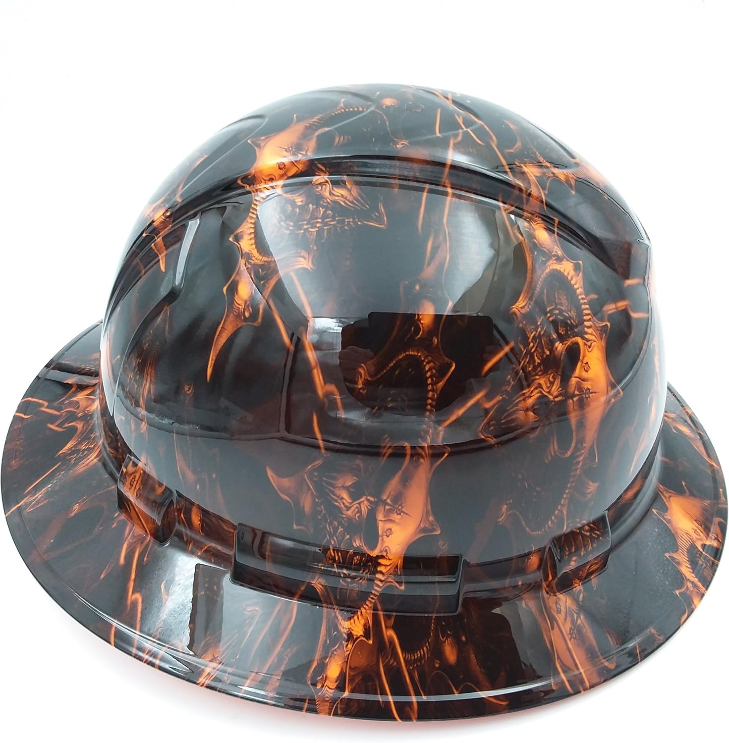 Wet Works Imaging Customized Pyramex Full Brim Orange Hell Raiser Hard Hat with Ratcheting Suspension