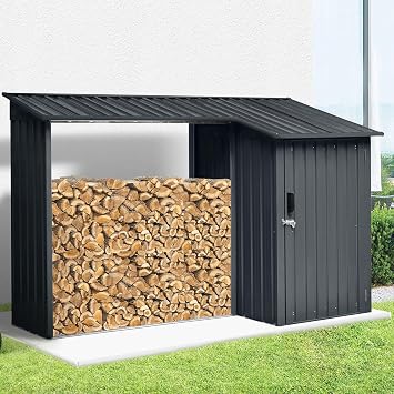 RTS Home Accents Wood Shed with Locker, Graphite Color