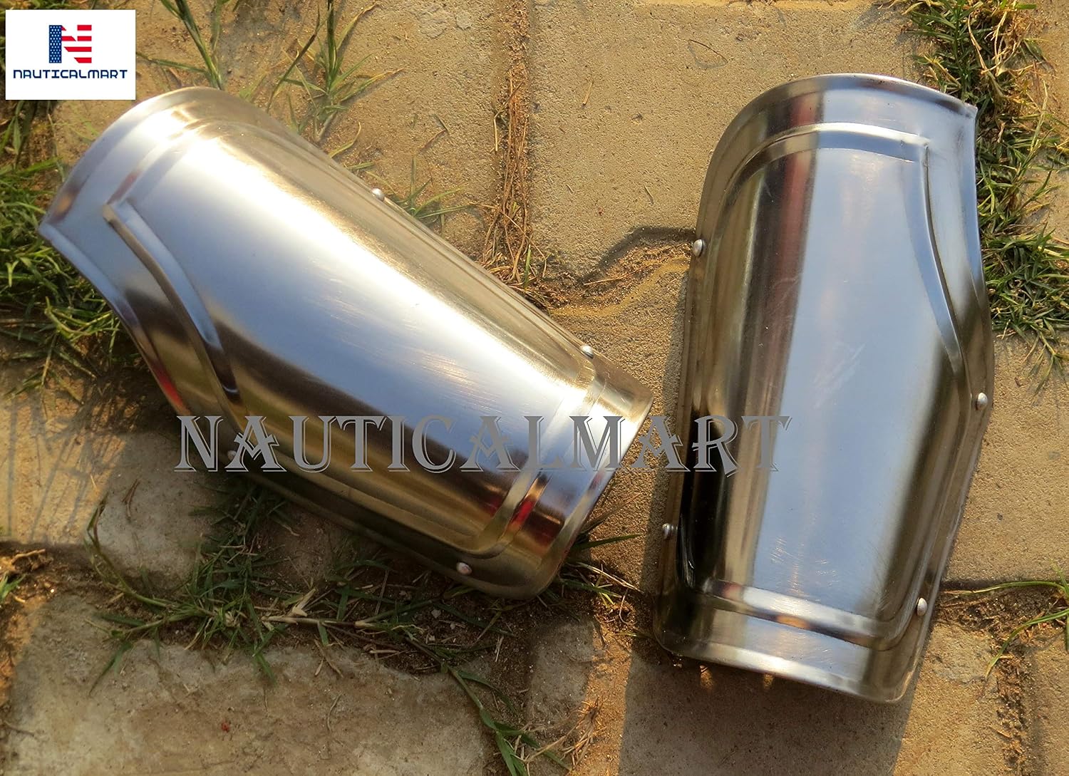 Nautical-Mart Larp Fantasy Medieval Steel Arm Bracers Lanzelot Larp Armor - Pair