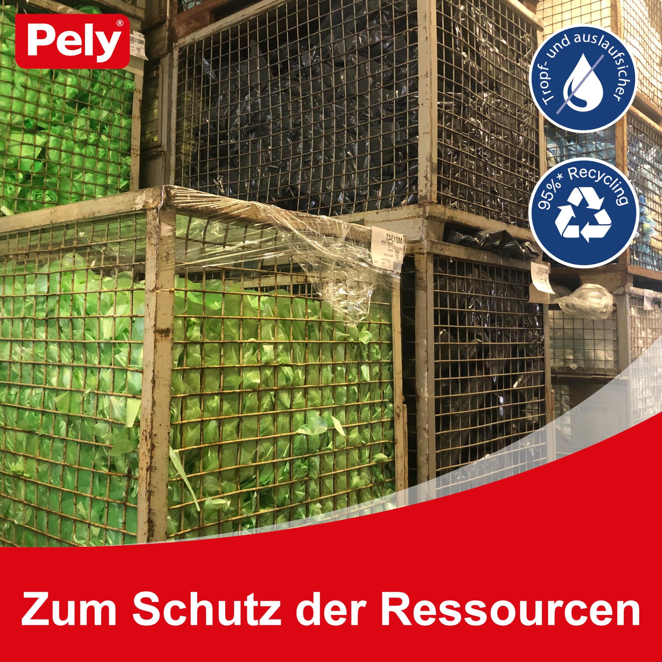 Pely Zugband Müllbeutel aus 95% Recyclingmaterial 35 Liter, Vorteilspack (16 x 14 Stück), blau, für die Entsorgung von Restabfall (35 Liter)