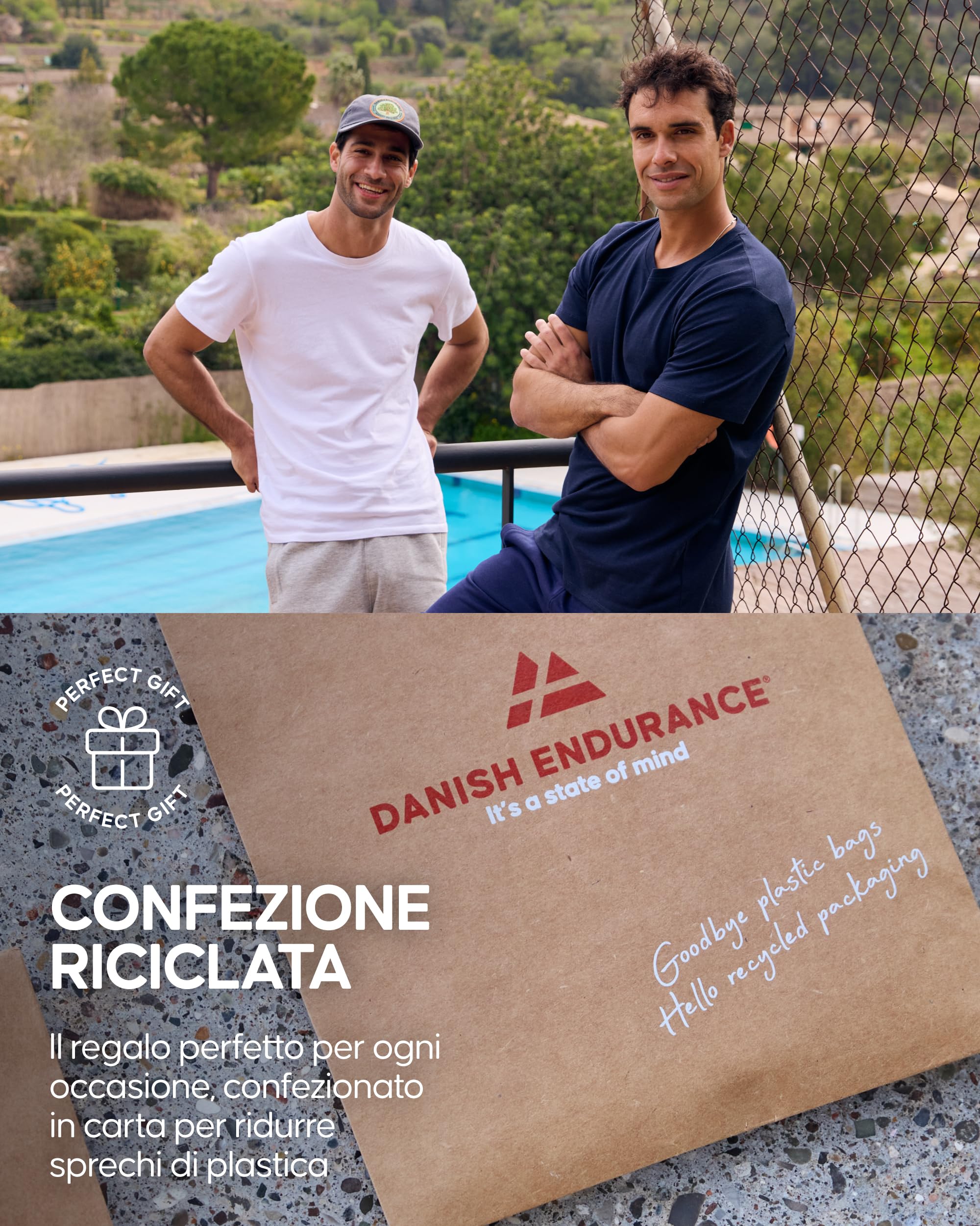 DANISH ENDURANCE T-Shirt Uomo Cotone, Magliette Maniche Corte Senza Etichetta, Scollo a V, Maglietta Intima, da 1 a 4 Pezzi