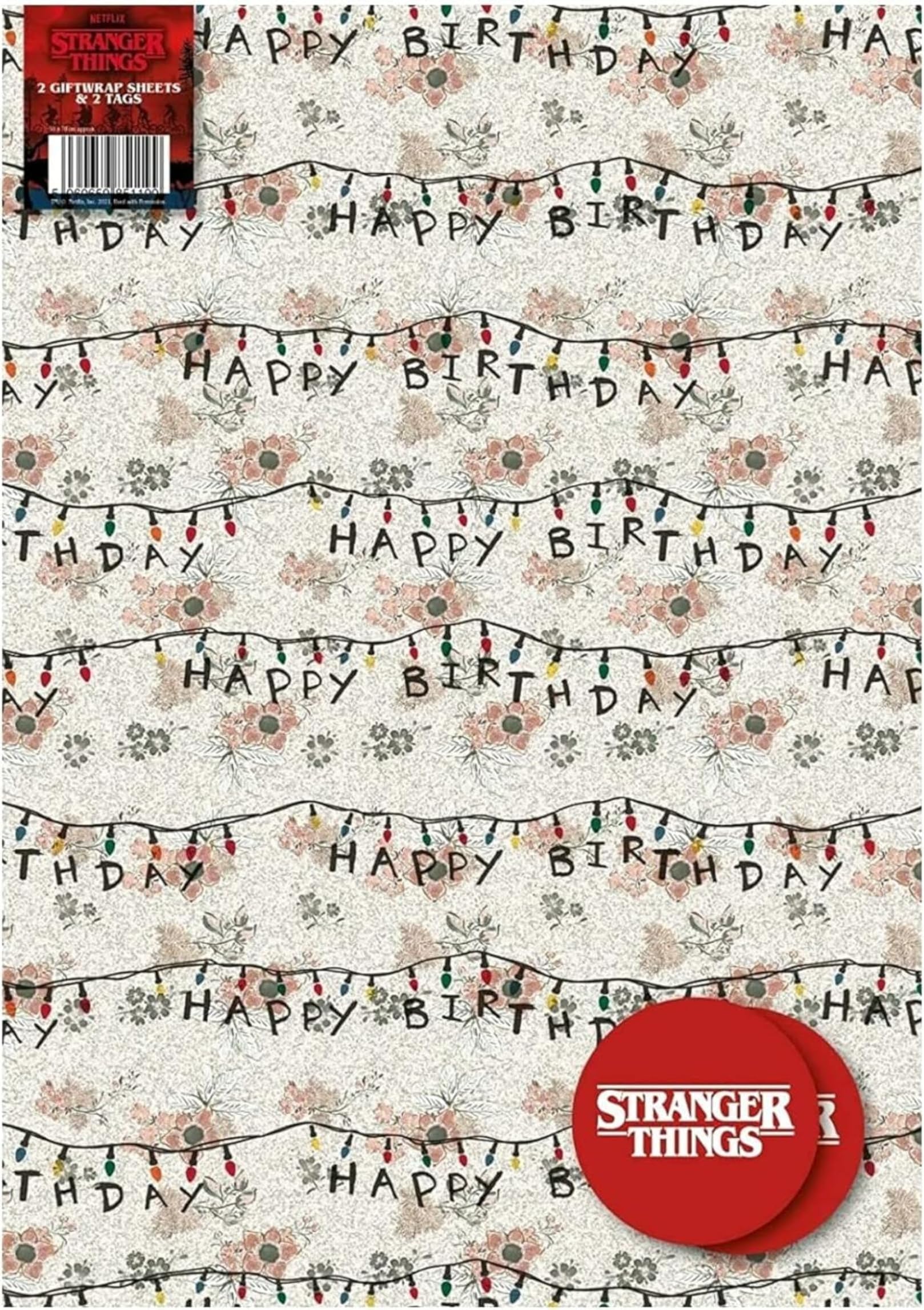 Stranger Things Wrapping Paper, The Upside Down Gift Wrapping, 2 Sheets 2 Tags Stranger Things