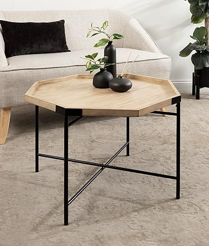 Miniatura 2 de Kate and Laurel Occonor - Mesa auxiliar moderna de transición de madera y metal con base resistente y forma octágono única, 26 x 26 x 18 pulgadas,