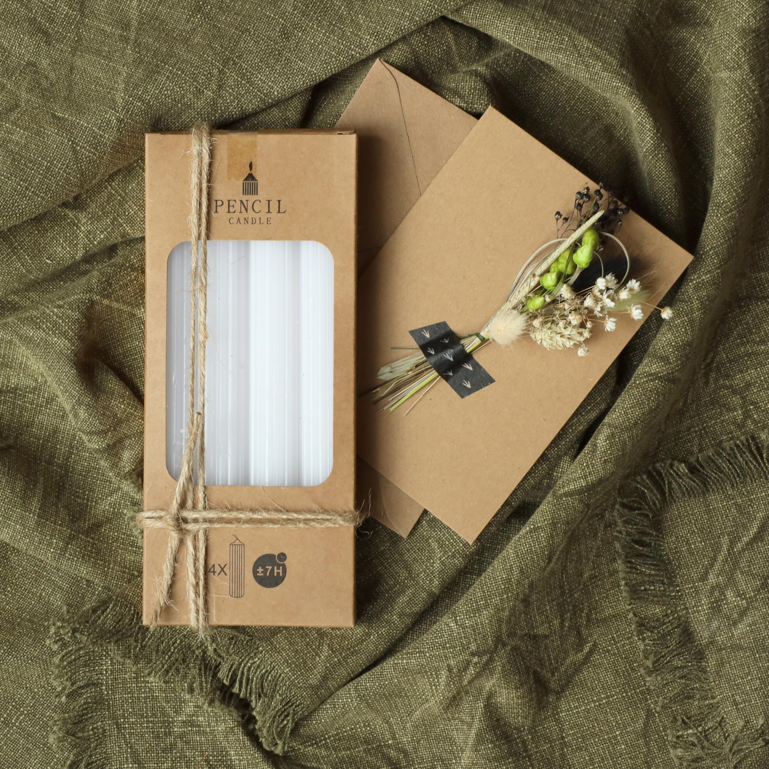 comforder COMFORDER Taper Candles Set, 4 x Table Candles Plain + Ribbed, 20 cm, 7 Hours Burning Time (White) - Image 4
