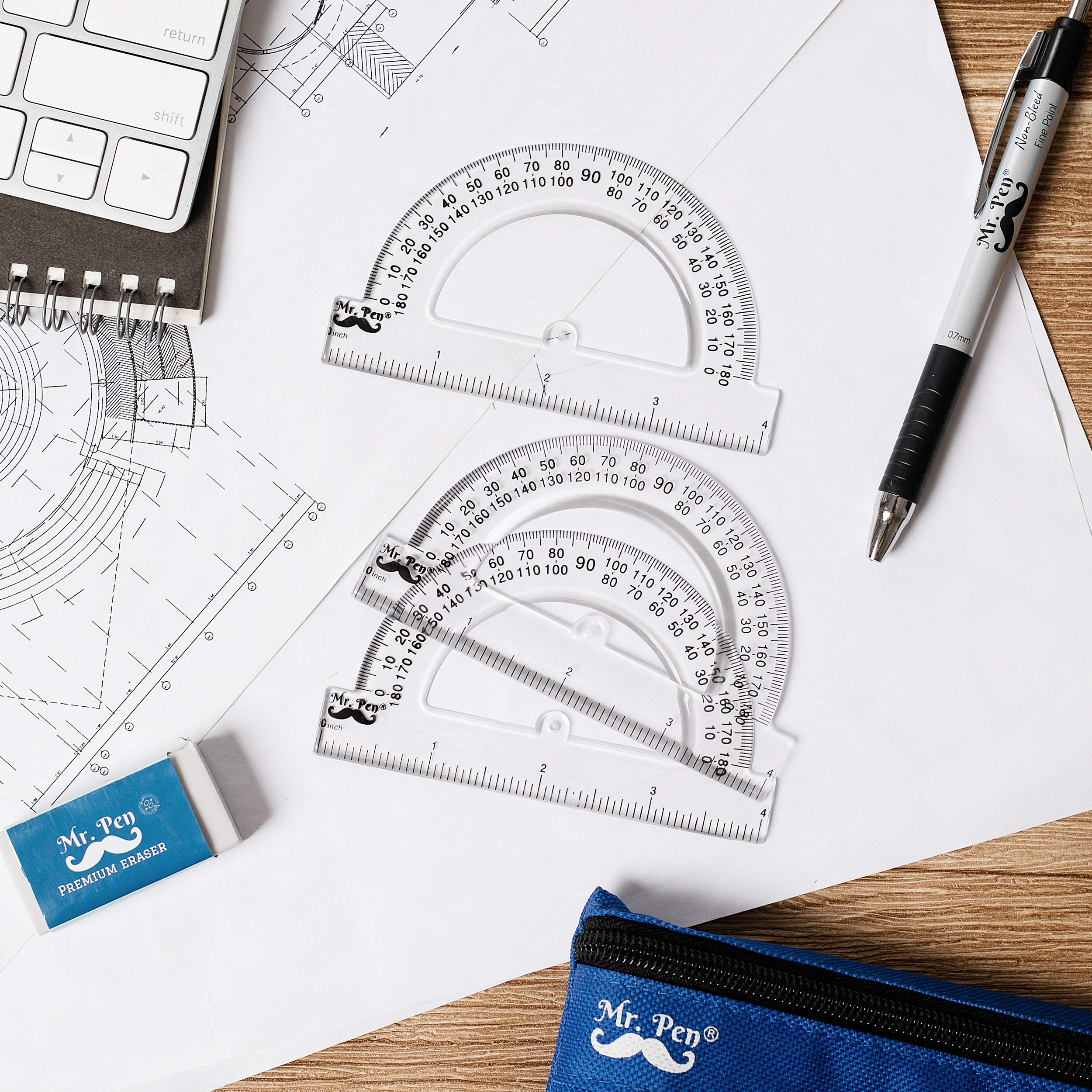 Mr. Pen Small Protractor, 4 Inch Protractor, Pack of 3, Protractor