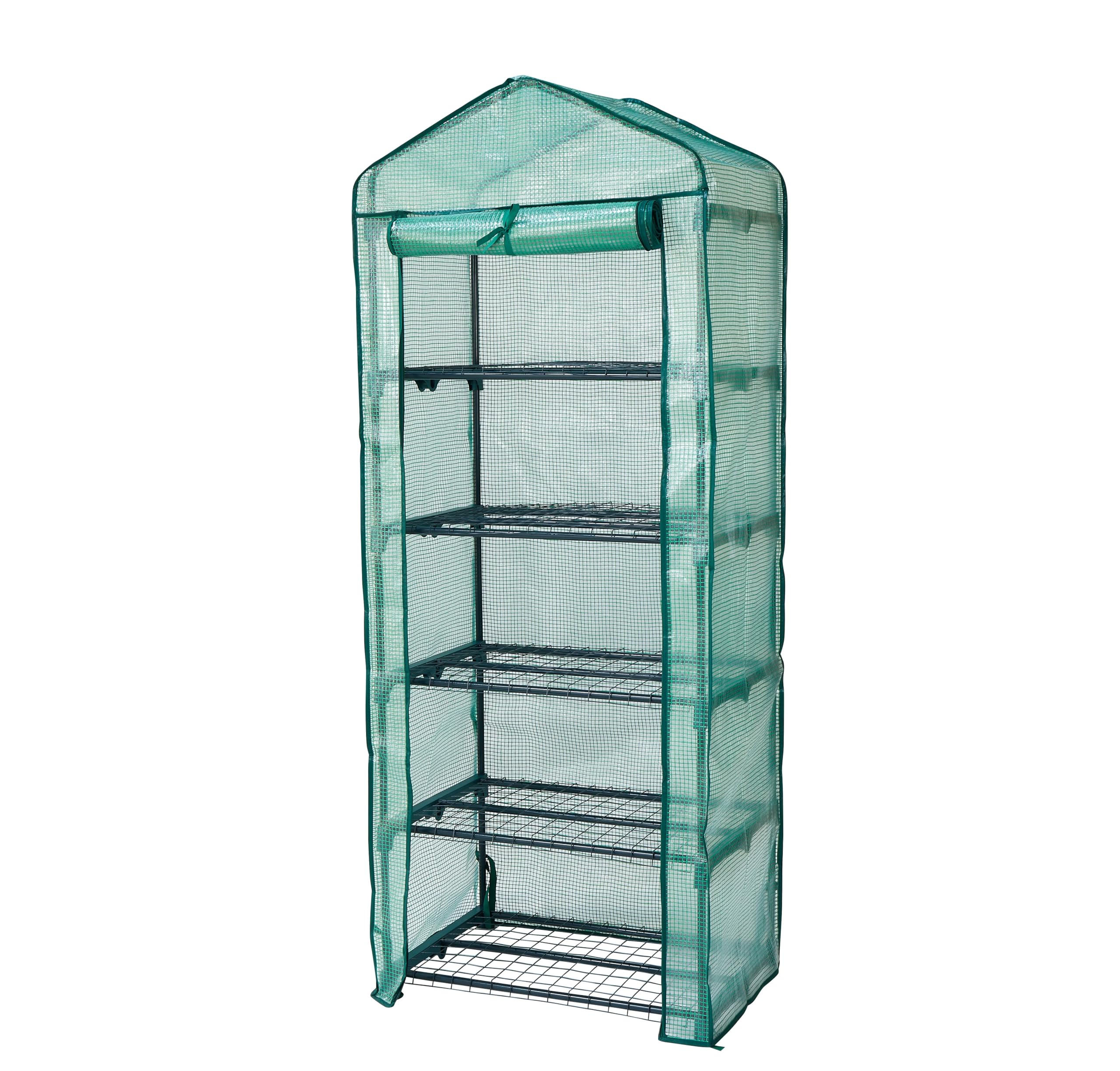 Top Home Solutions® Mini Greenhouse - 5 Tier Cold Frame With Green PE Cover, Roll-Up Zipped Door - Portable Greenhouse For Plants And Seedlings - Perfect for Outdoor Garden and Home