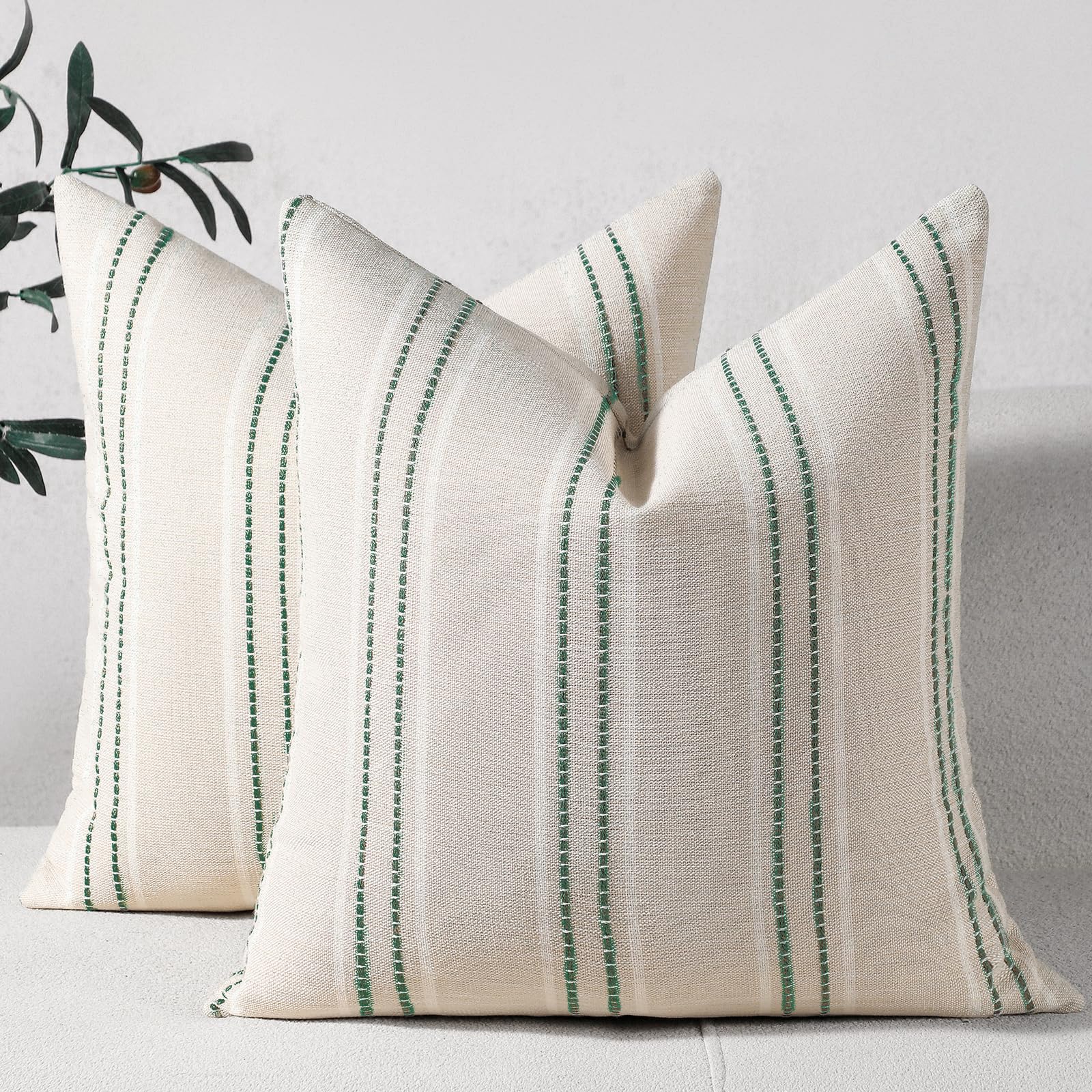 Hckot Spring Throw Pillow Covers 16x16 Set of 2 Green Pillow Covers