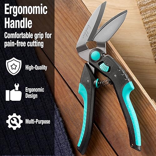 Miniatura 7 de Beaditive Tijeras de artesanía en ángulo multiusos de 10 pulgadas, acero inoxidable japonés, hoja dentada, tijeras industriales para telas gruesas,