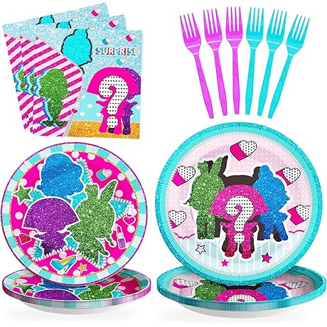 SCIONE 96 Pcs Girls Surprise Party Decorations LOL Plates and Napkins Party...