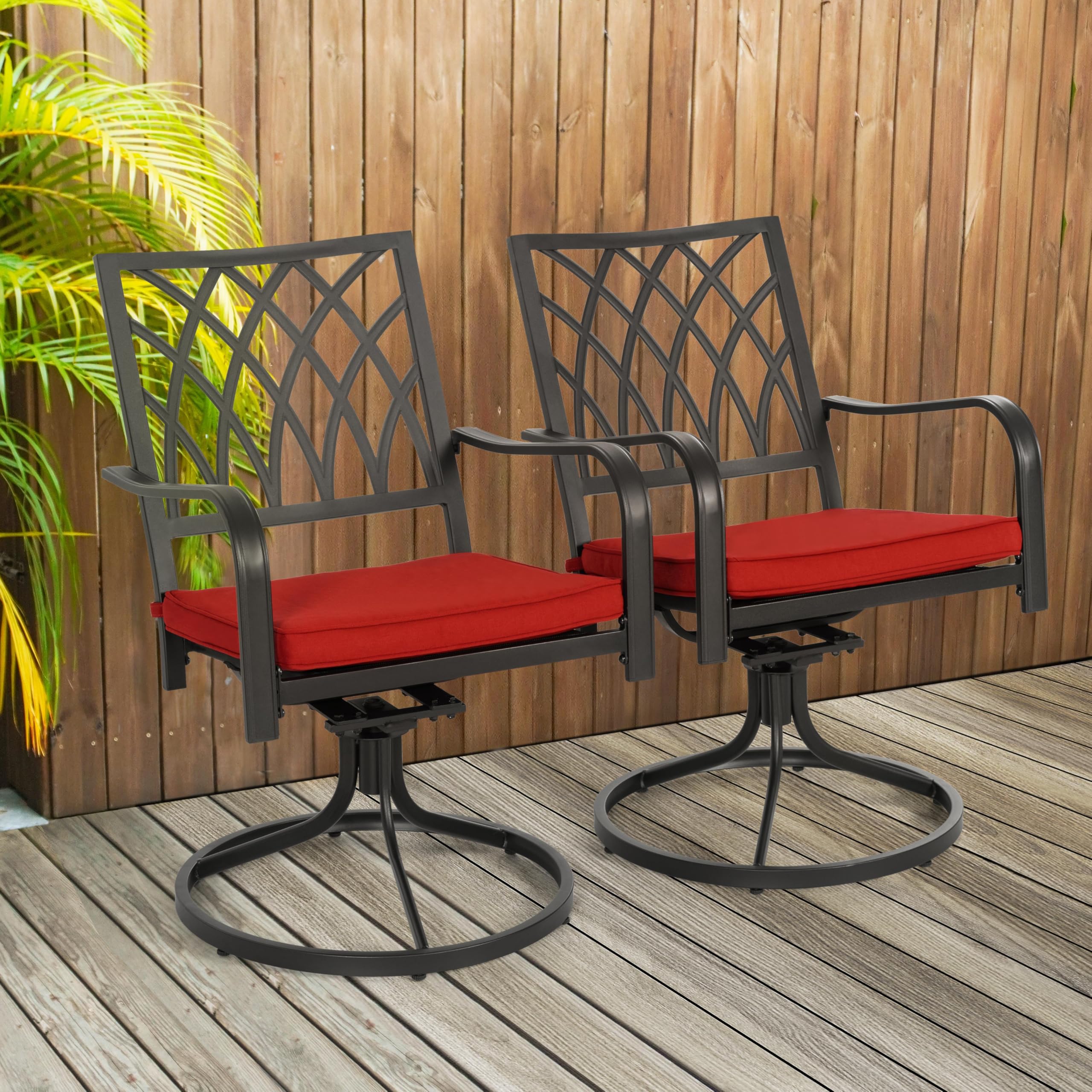 Amazon.com: NUU GARDEN Patio Swivel Chair Set of 2, Heavy Duty