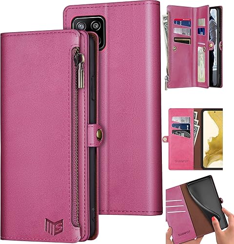 SUANPOT Funda tipo cartera para Samsung Galaxy A12 5G con bloqueo RFID, 9 ranuras para tarjetas, bolsillo, tarjetero con tapa para libro con