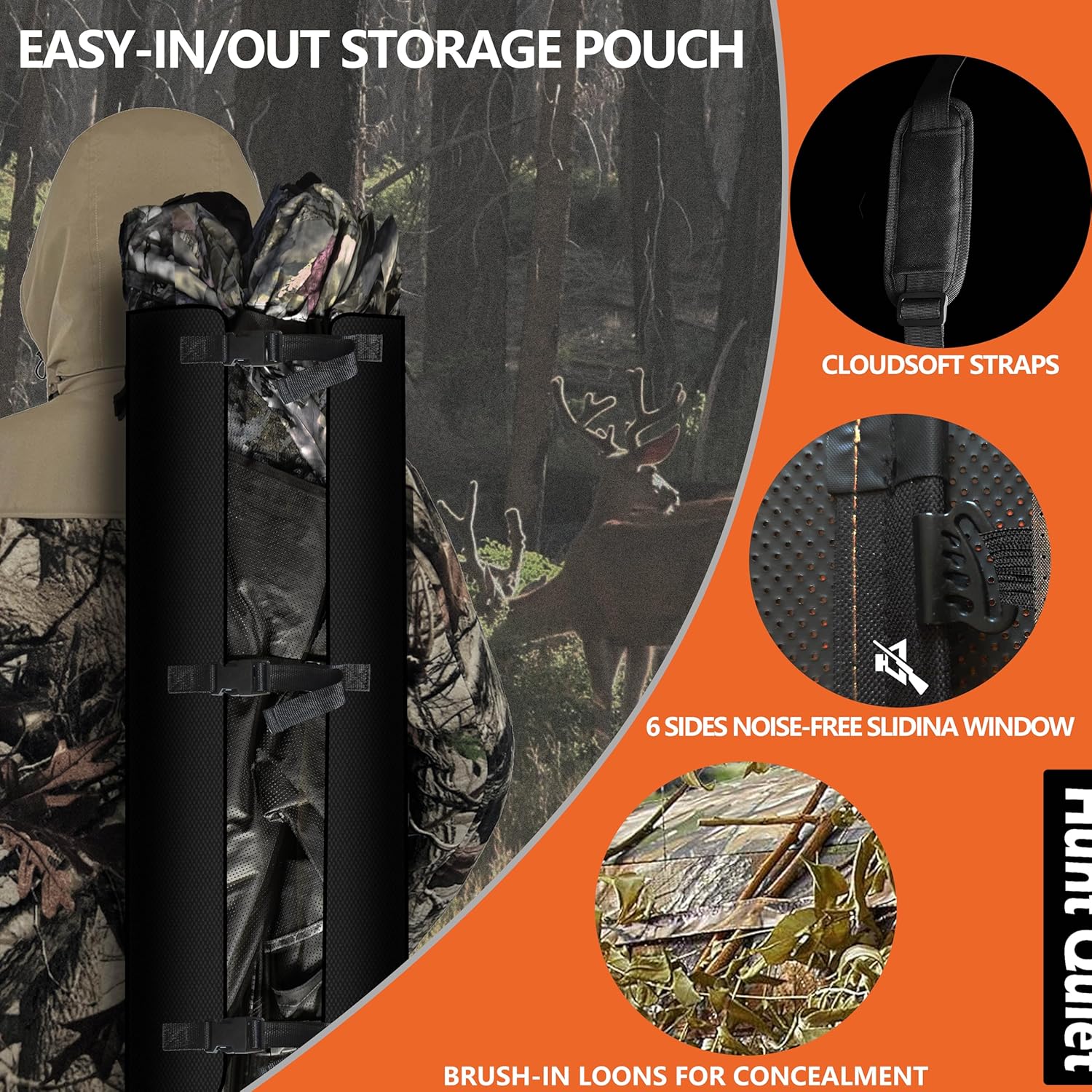 Hunting Blind, 360° See Through Ground Blind, 4-6 Person Pop Up for Deer Hunting, Portable with Carrying Bag