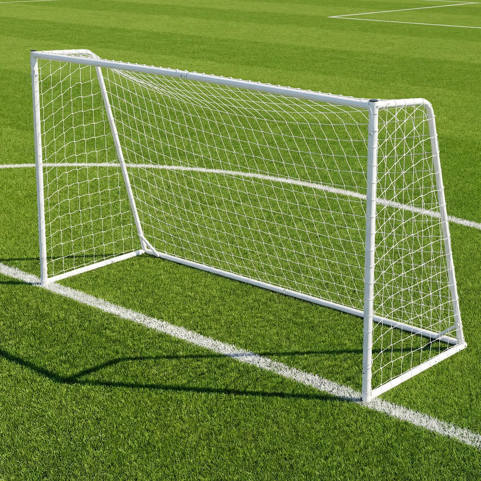 COSTWAY Porta da Calcio 300 x 204 cm con Telaio in Metallo, Rete in PE, 8 Picchetti e 16 Fascette, Facile Montaggio, Attrezzatura per Allenamento Calcio per Bambini, Giovani e Adulti