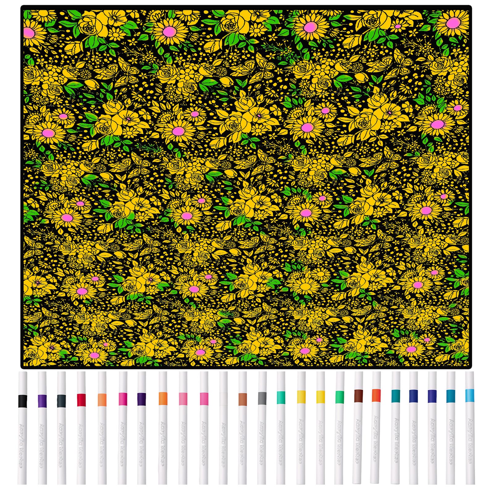 DIY Colouring Blanket with 24 Colour Markers,59x45 Inch Creative Art Custom Dyed Fabric Blanket,Color Your Own Blankets,Washable Fabric for Re-Coloring,Personalized Soft Drawing Throw Home Décor