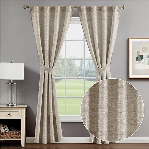 Creative Home Ideas Paneles de cortina para ventana con pestaña trasera (2 paneles, 38 x 96 pulgadas, beige) Par de cortinas filtrantes de luz con Creative Home Ideas Paneles de cortina para ventana con pestaña trasera (2 paneles, 38 x 96 pulgadas, beige) Par de cortinas filtrantes de luz con