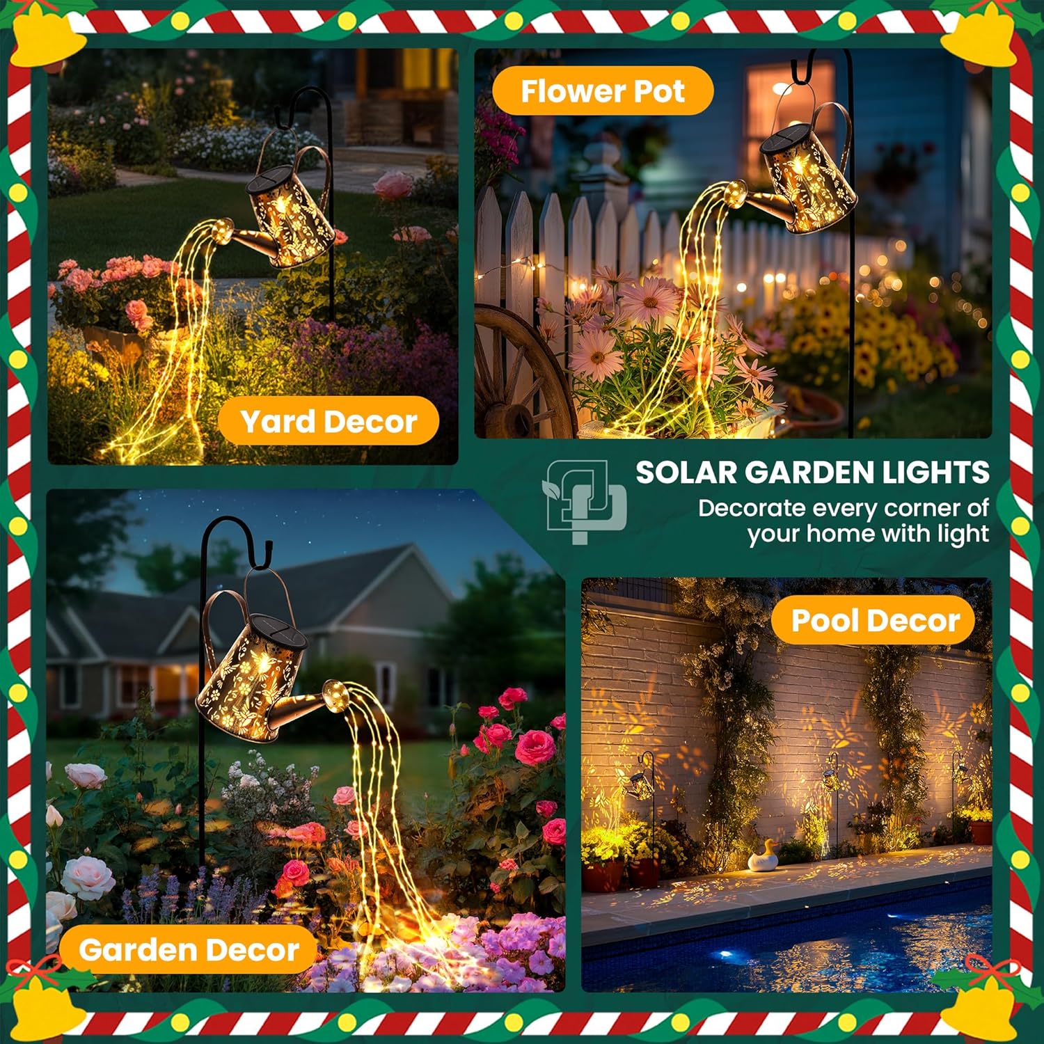 Solar Lights Outdoor Garden Decor, Large Lanterns Watering Can Lights Gardening Gifts for Mom Women Grandma Birthday, Hanging Lights Outdoor Decoration for Yard Porch Patio Backyard - Image 4
