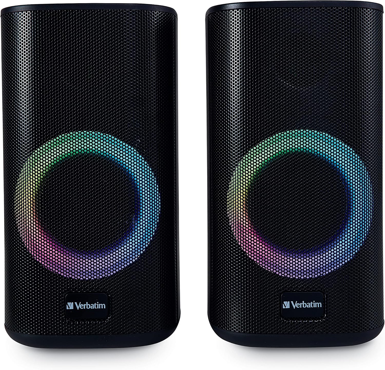 Verbatim RGB Gaming Stereo Desktop Speakers Bluetooth 5.0 3.5mm AUX-in Connection – Black