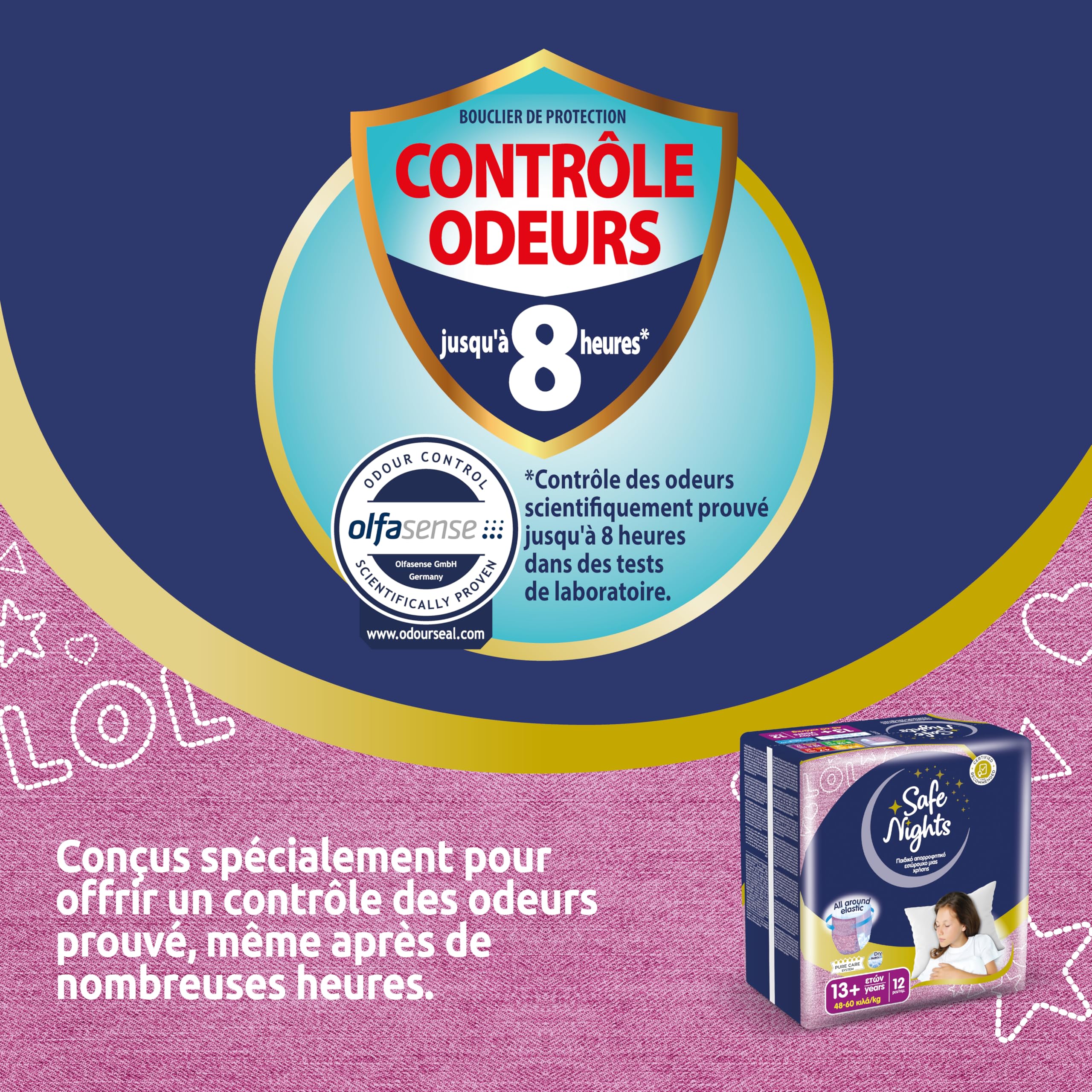 Babylino Safe Nights Girl, Culotte de Nuit Absorbante pour Fille 13+ ans (48-60 kg), 12 Culottes