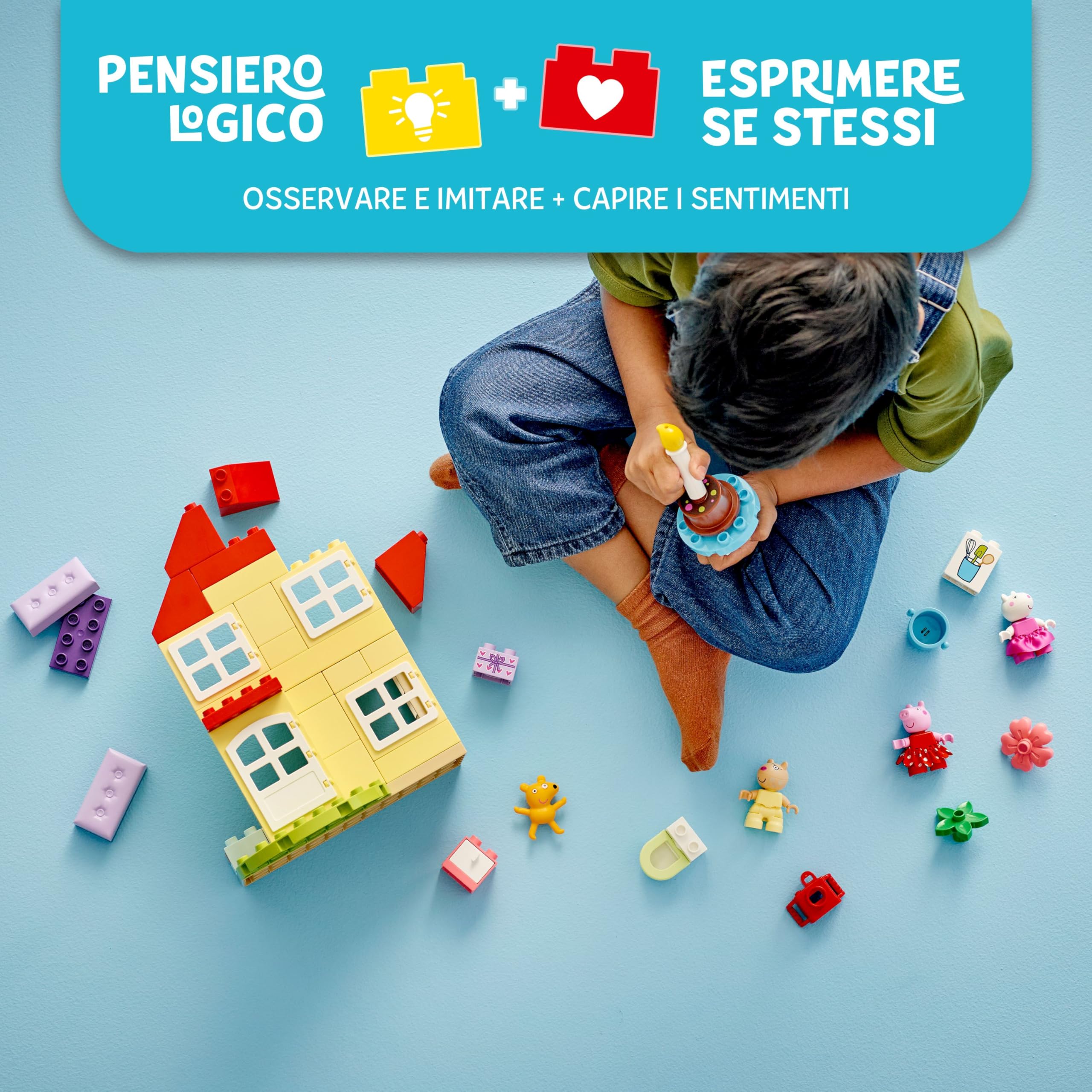 LEGO DUPLO La Casa del Compleanno di Peppa Pig, Giochi Creativi per Bambine e Bambini da 2 Anni in su con 3 Personaggi, Orsacchiotto Giocattolo e Torta di Compleanno, Playset Educativo 10433