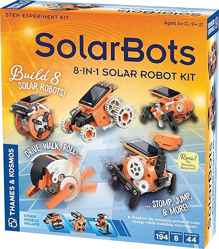 Thames & Kosmos SolarBots: Kit de experimento STEM de robot solar 8 en 1 | Construye 8 robots solares fríos en minutos | No requiere baterías |