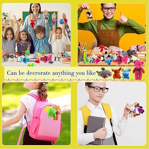 Miniatura 3 de 130 piezas de animales de peluche pequeños a granel, mini oso de peluche, llavero de peluche de animales marinos para el día del niño, regalos de