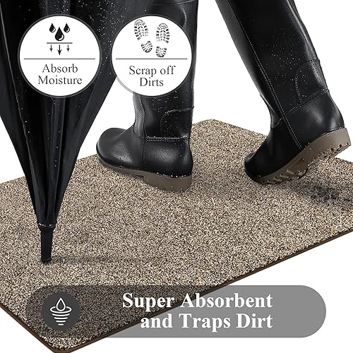 Miniatura 4 de HEBE Tapete para interiores de 36 x 59 pulgadas, tapete para puerta delantera de gran tamaño para entrada, antideslizante, absorbente, para atrapar