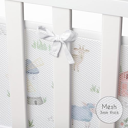 Miniatura 5 de Sweet Jojo Designs + BreathableBaby Animales de granja Niño Niña Malla Transpirable Cuna Liner Bebé Bebé Género Neutral Acuarela Granja Caballo Vaca