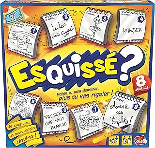 Goliath - ESQUISSE 8 JOUEURS - Jeux de Dessin - Jeu de Société pour Enfants dès 8 Ans - Faire Deviner à Son Voisin - Inclus 8 Carnets pour Dessiner - A Jouer en Famille ou entre Amis- 4 à 8 joueurs