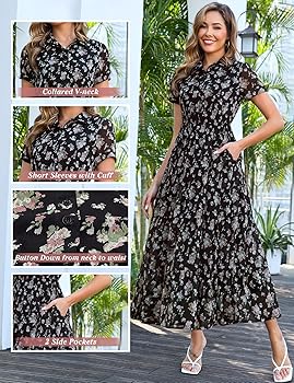 Kranda Summer Dresses for Women 2025 Spring Collared V-Neck