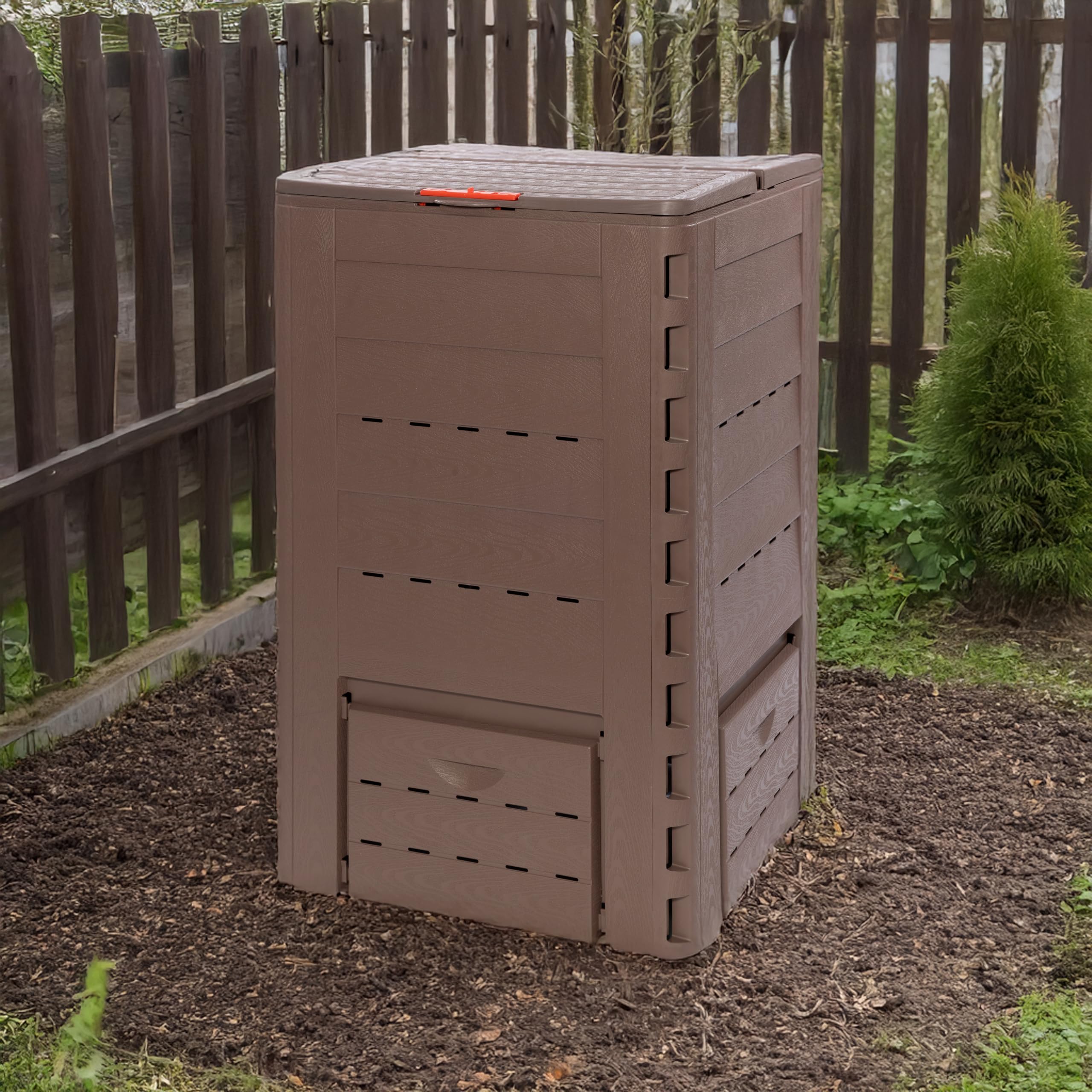 Thermoquick –Schnellkomposter Holz Pro-Line 400 L (L x B x H 65 x 65 x 101 cm, Farbe Braun, Leichter Aufbau durch Stecksystem, Bequeme Entnahme) 240002-015