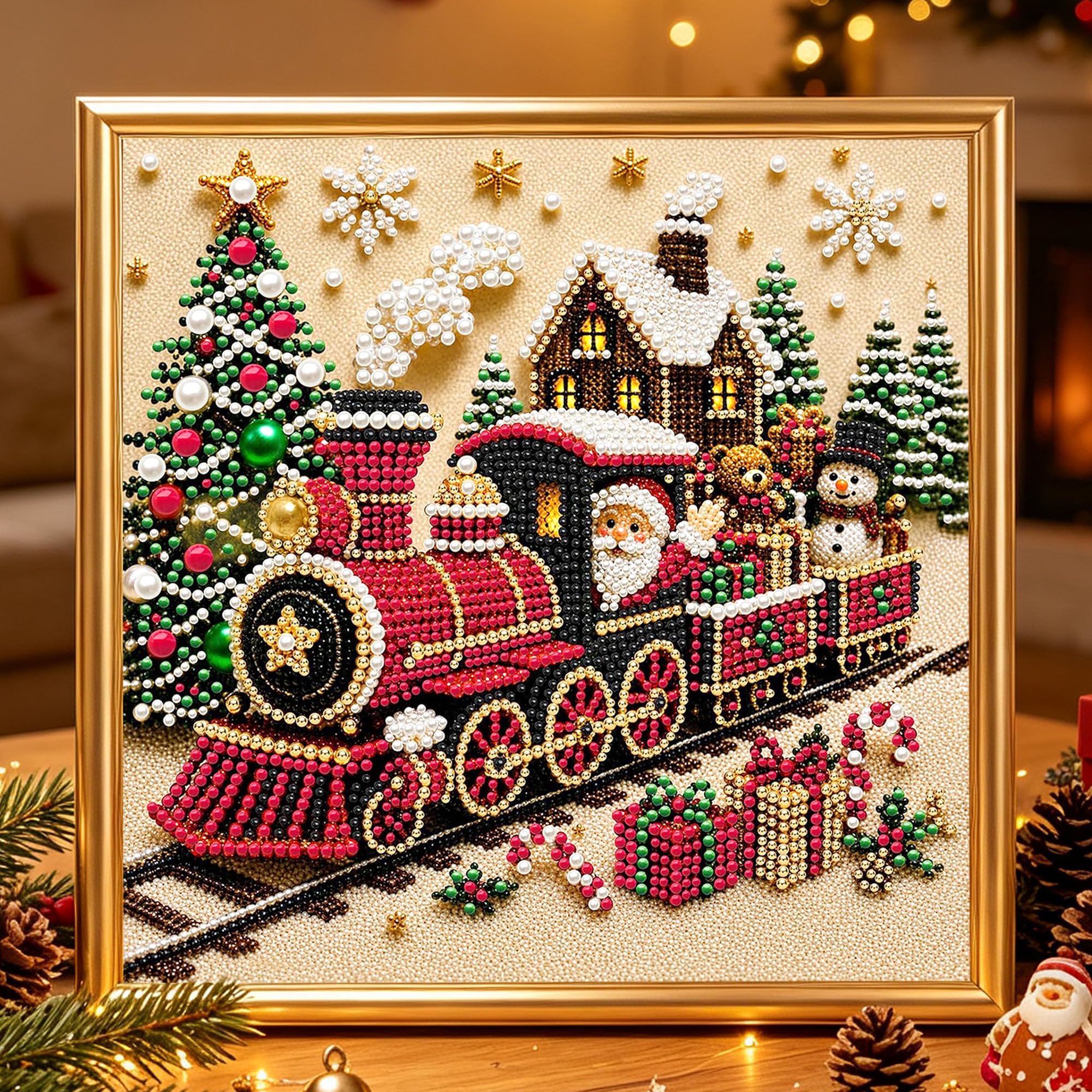 hertank DIY Christmas Pearl Diamond Art Painting Kit 20 * 20CM